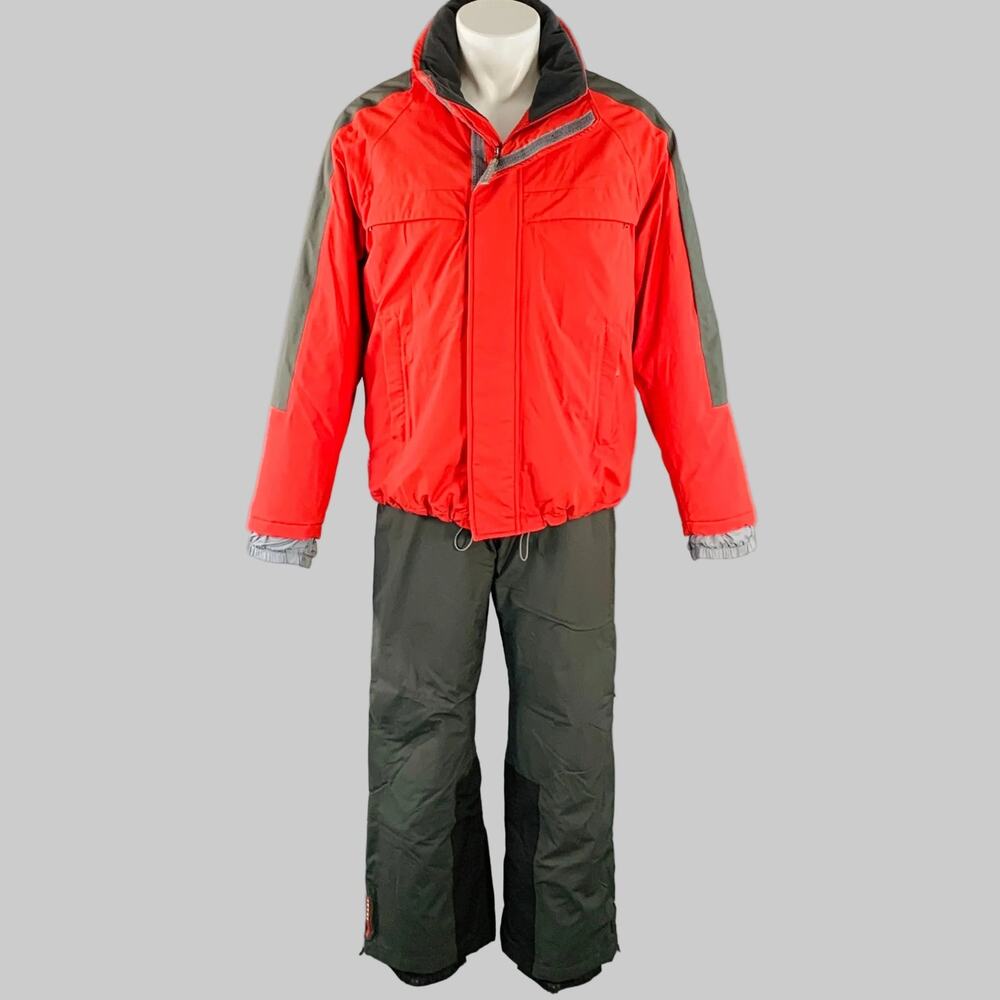 PRADA SPORT Size 40 Red Forest Green Nylon Ski Snow Jacket Pants Set
